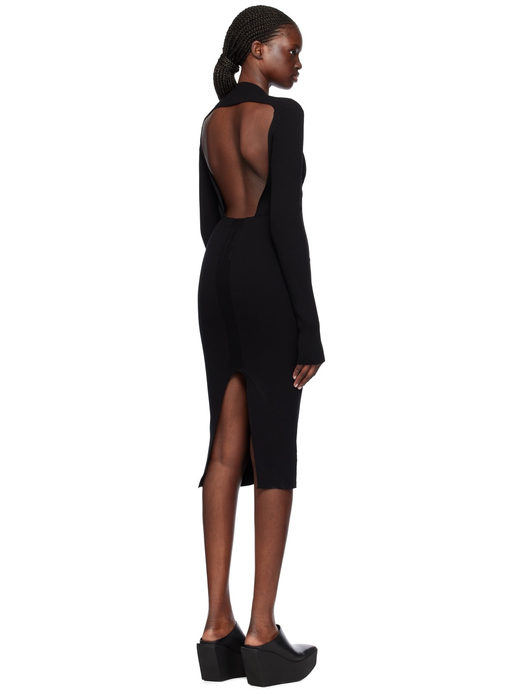 Black Column Midi Dress - 3