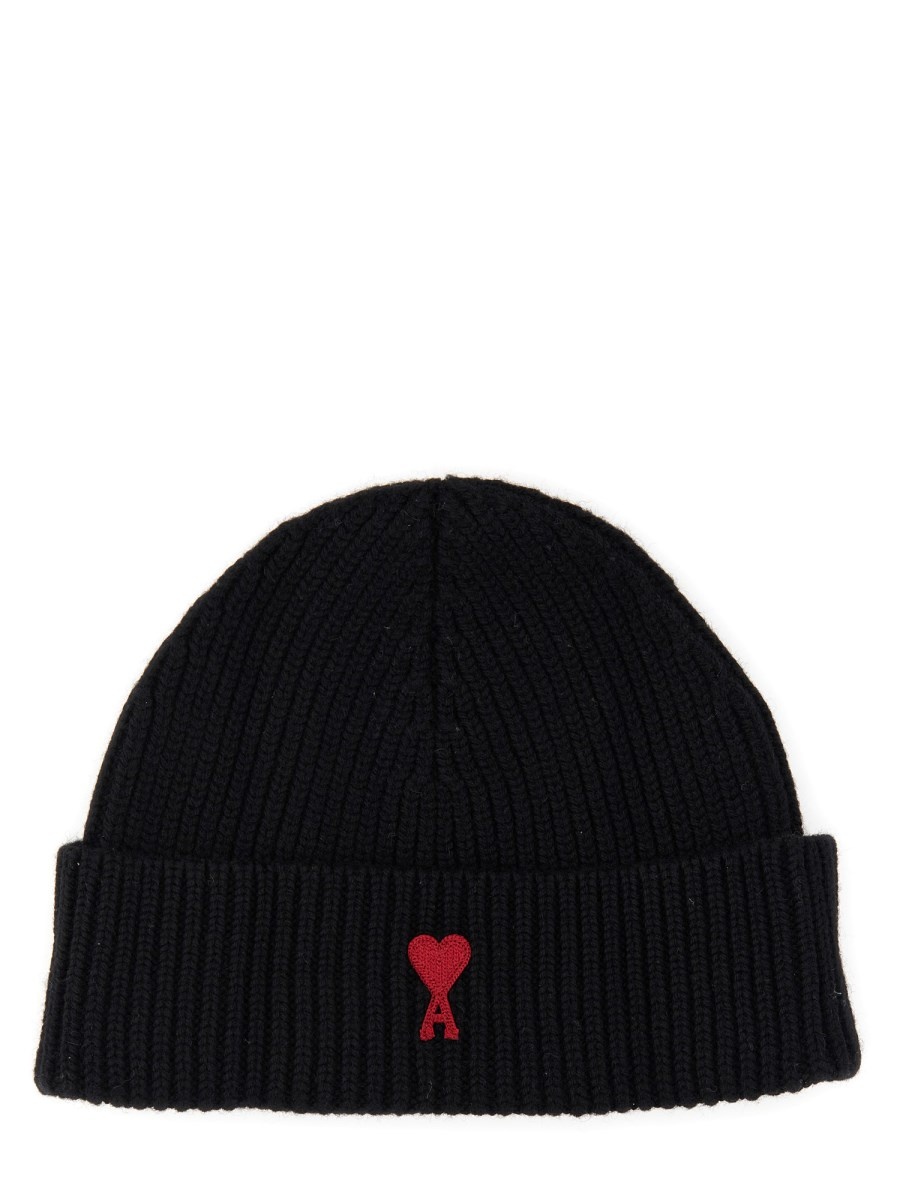 RIBBED BEANIE HAT WITH ADC LOGO - 1