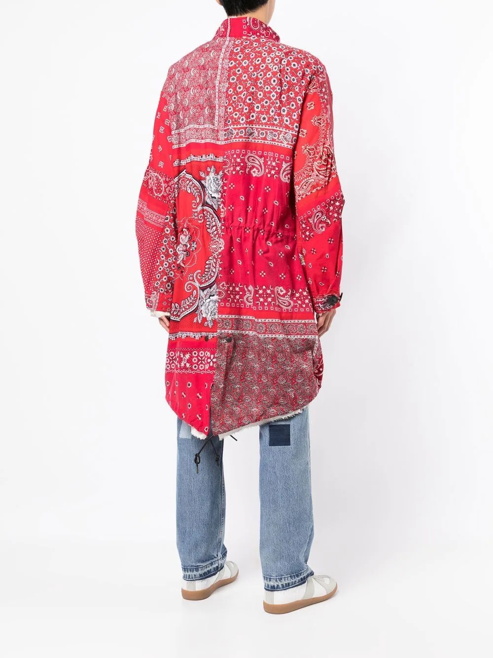 bandana-print funnel neck coat - 4