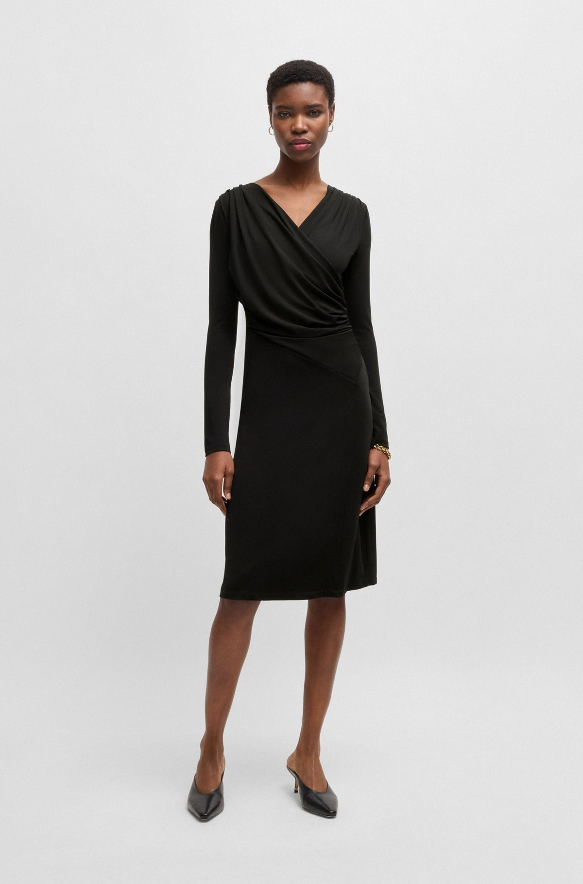 WRAP-FRONT DRESS IN STRETCH CREPE - 2