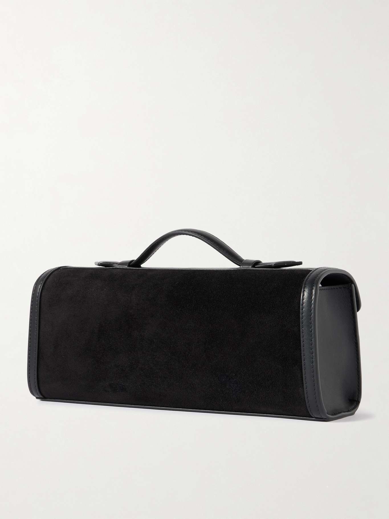 Slim Symmetry Pochette leather-trimmed suede tote Black - 3