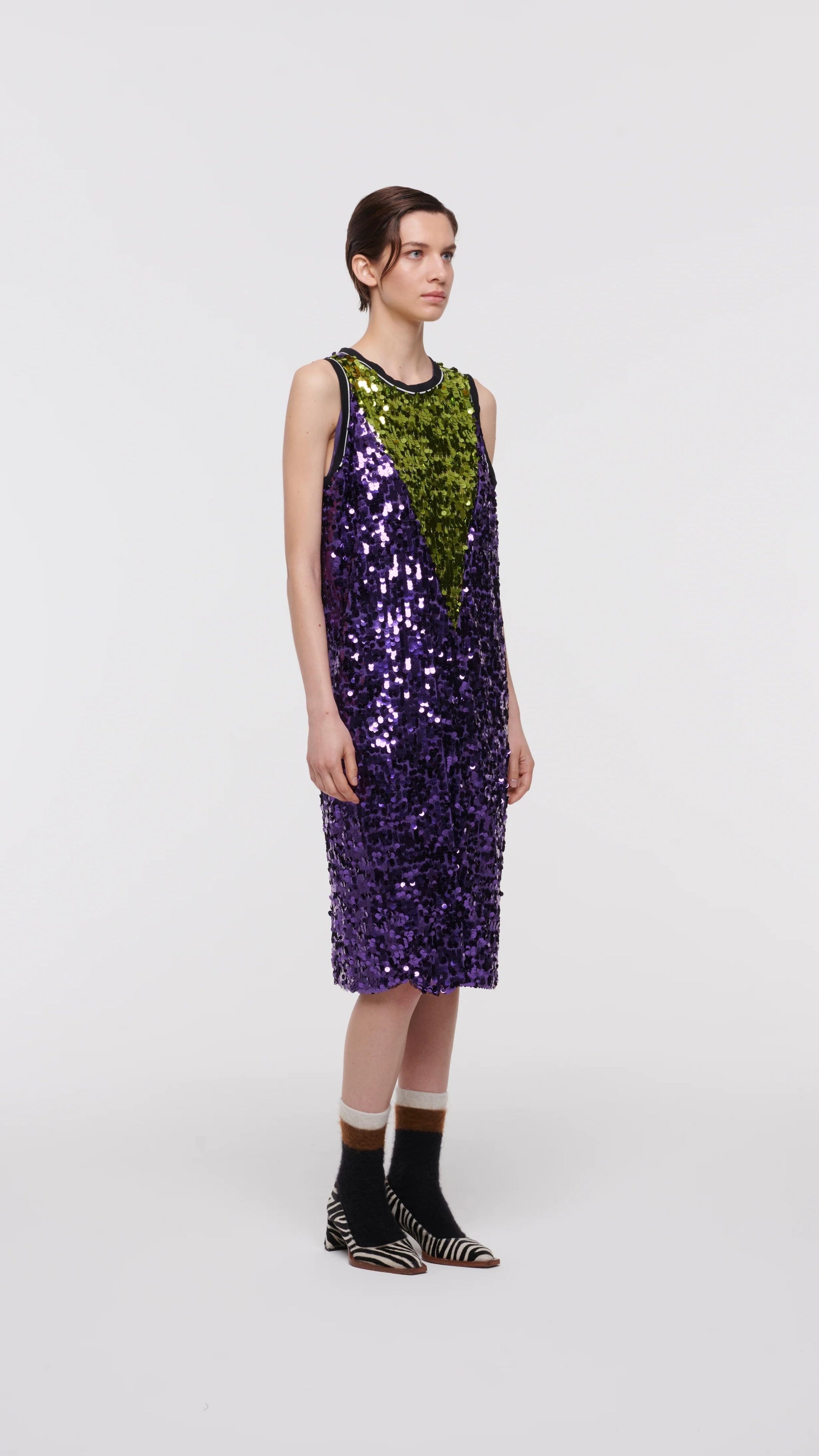 Color Block Sequin Dress - 2