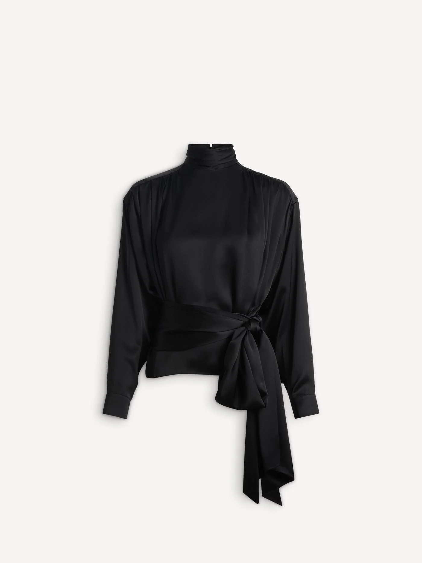 Silk satin blouse with tie detail - 1