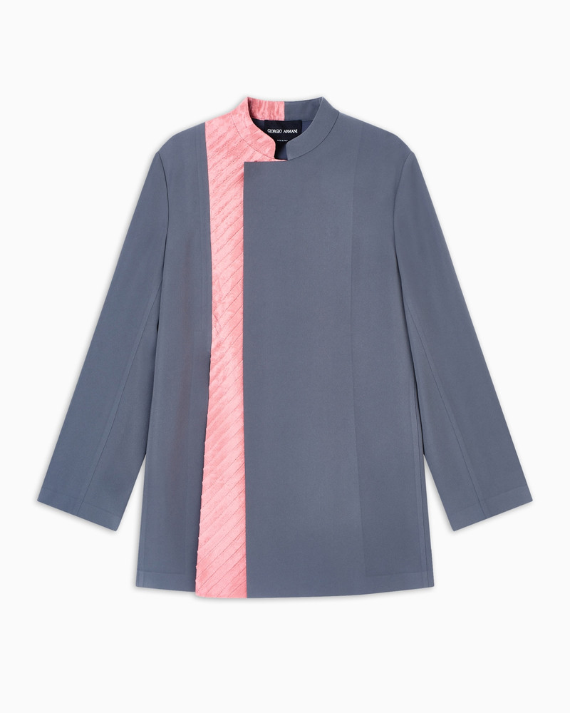 LONG JACKET IN TECHNICAL CADY AND PLEATED SILK 1