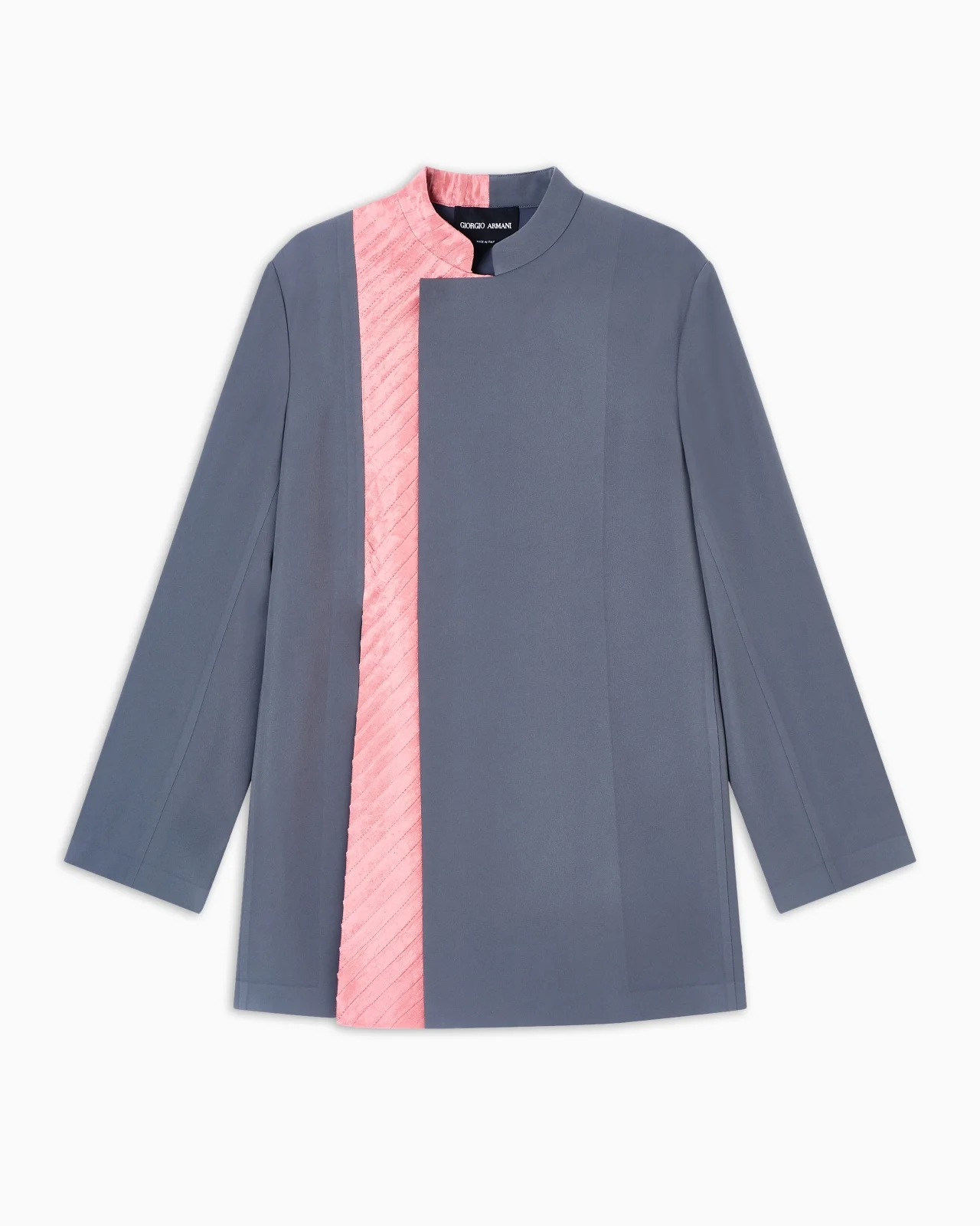 LONG JACKET IN TECHNICAL CADY AND PLEATED SILK - 1