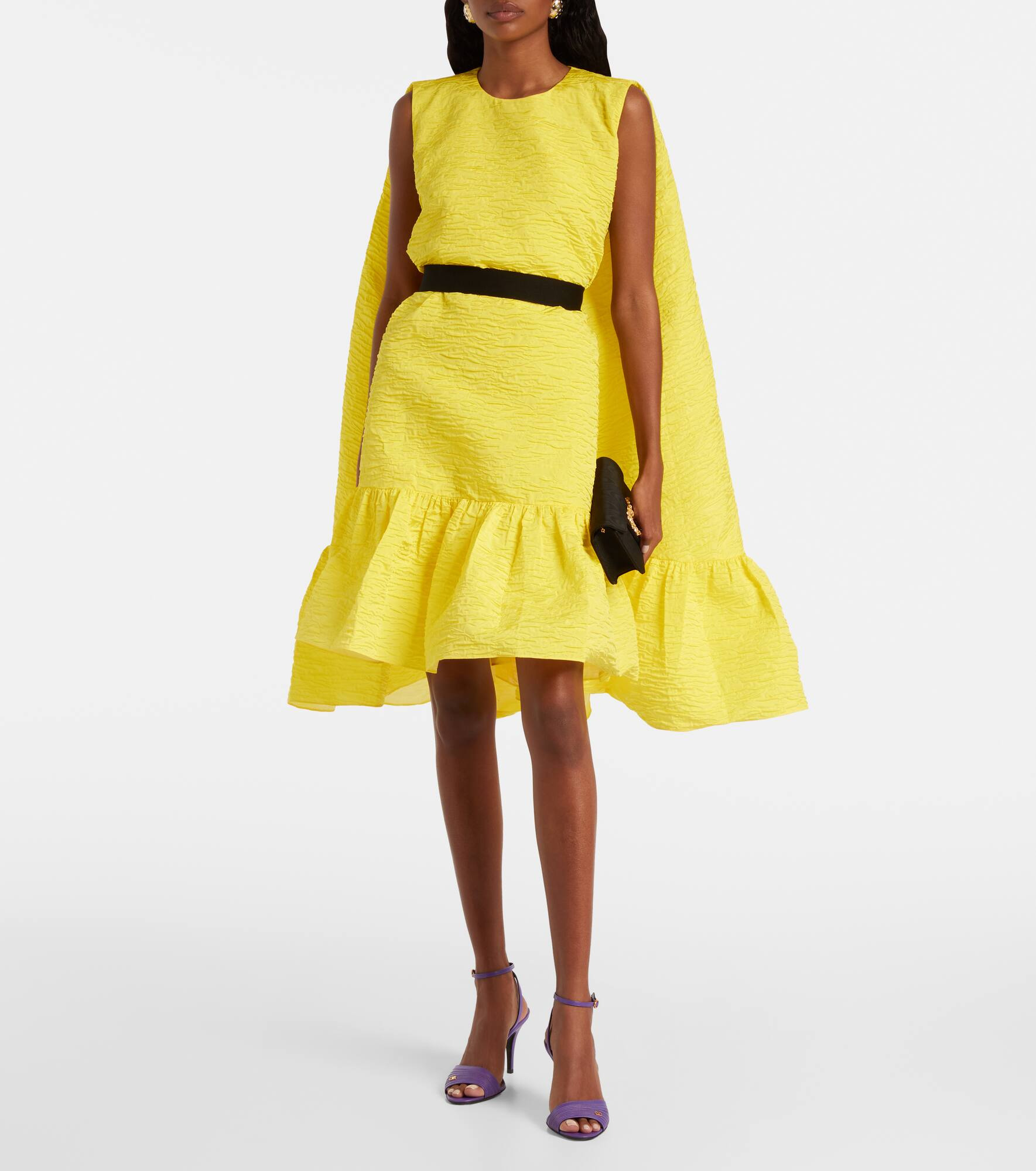 Elia caped ruffled cloque minidress - 2