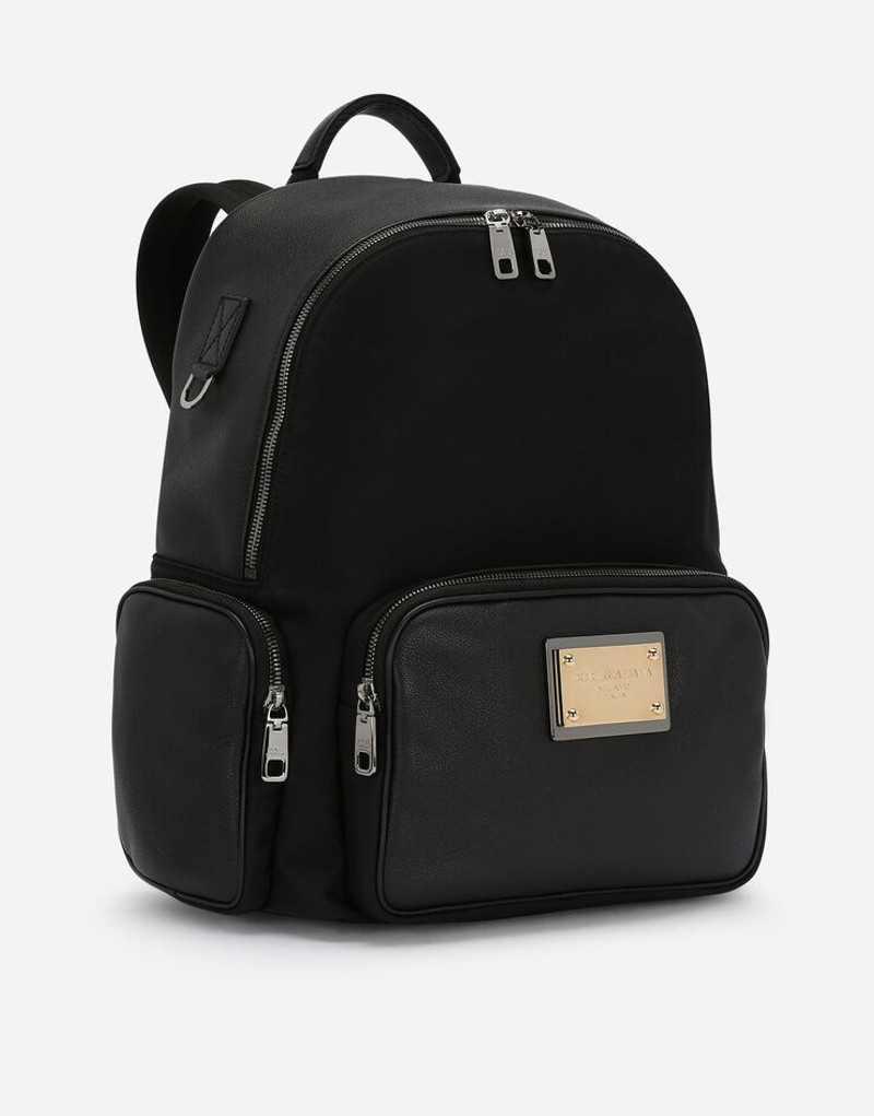 Nylon and grainy calfskin backpack 3