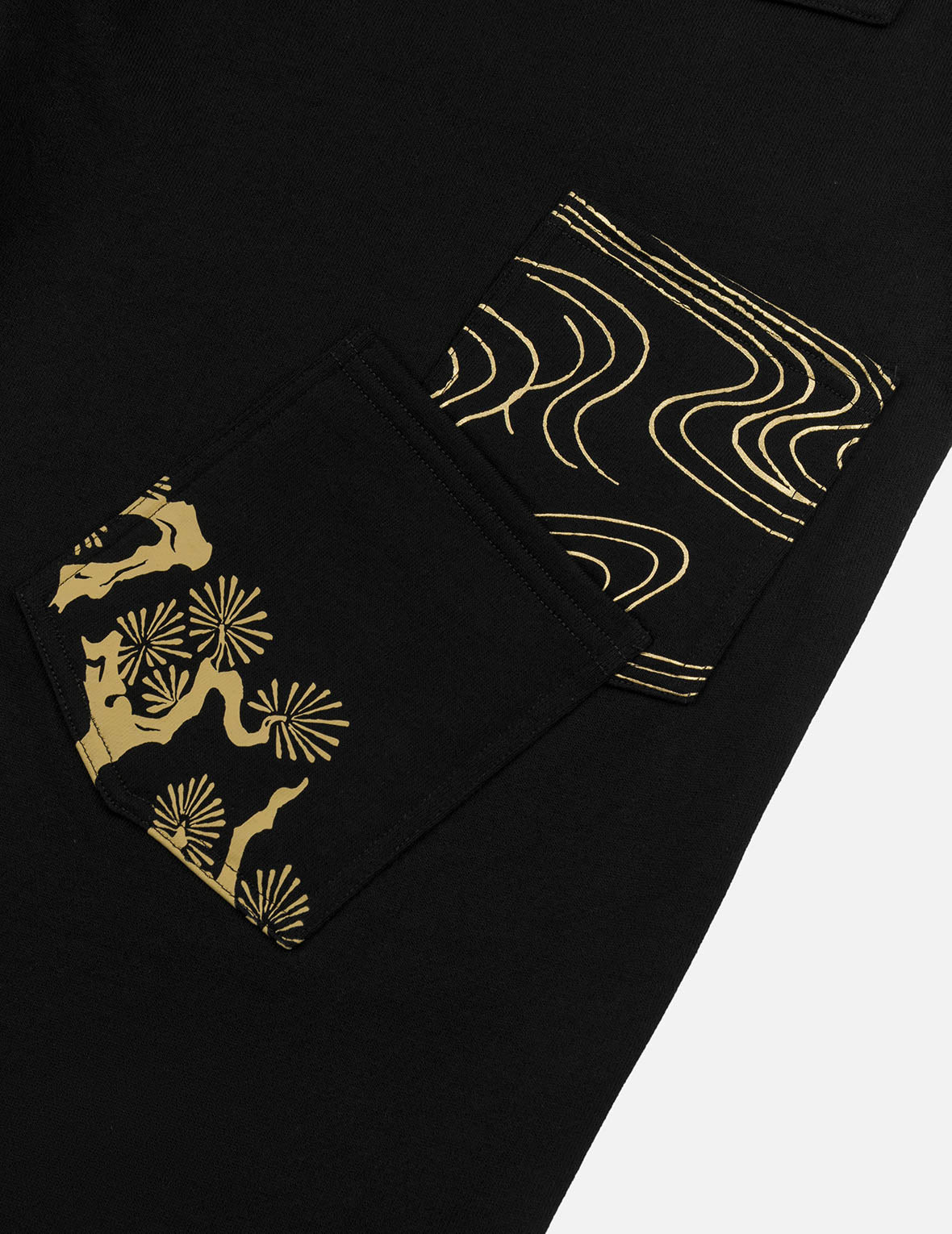 Grateful Crane Print and Multi-pocket Straight Fit Sweatpants - 9