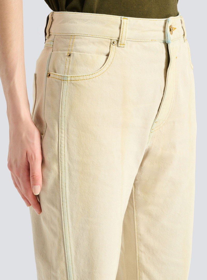 High-waisted faded denim jeans 5