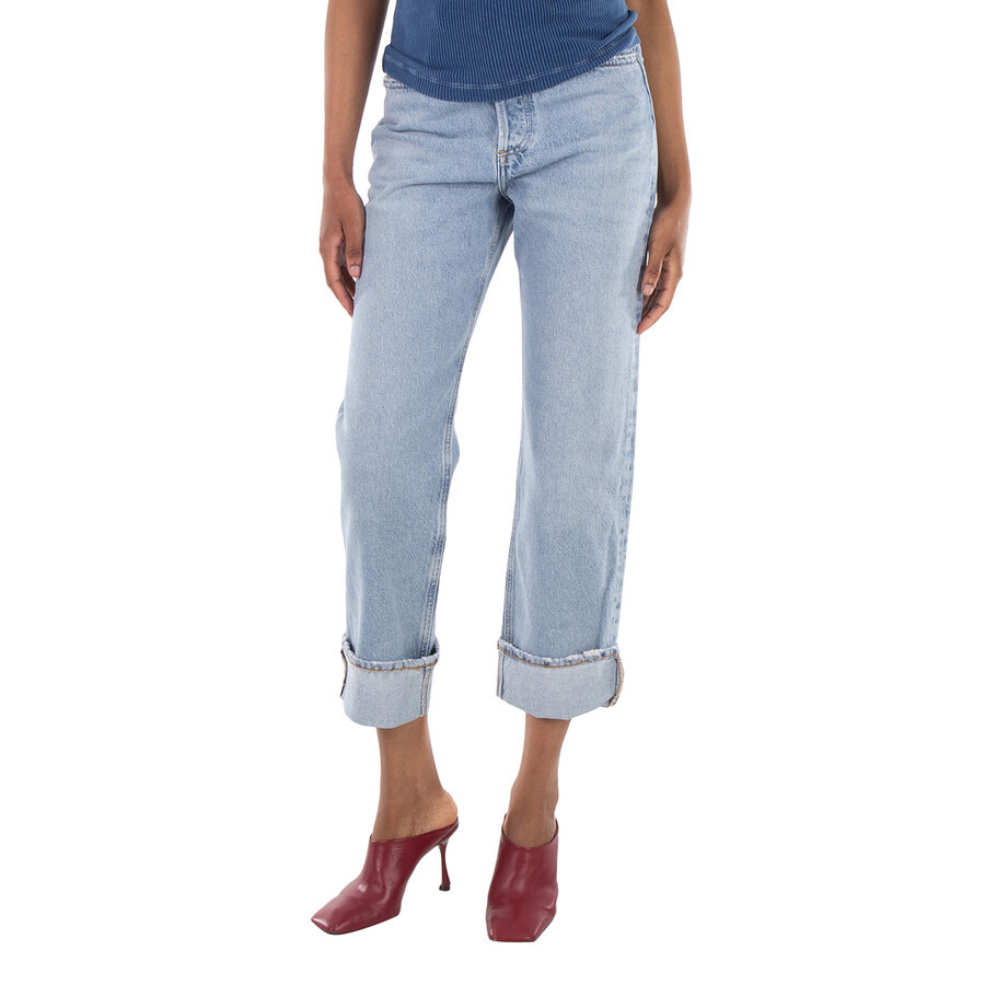 Agolde Ladies Force/Vint Marbled Fran Low Slung Straight Jeans - 3
