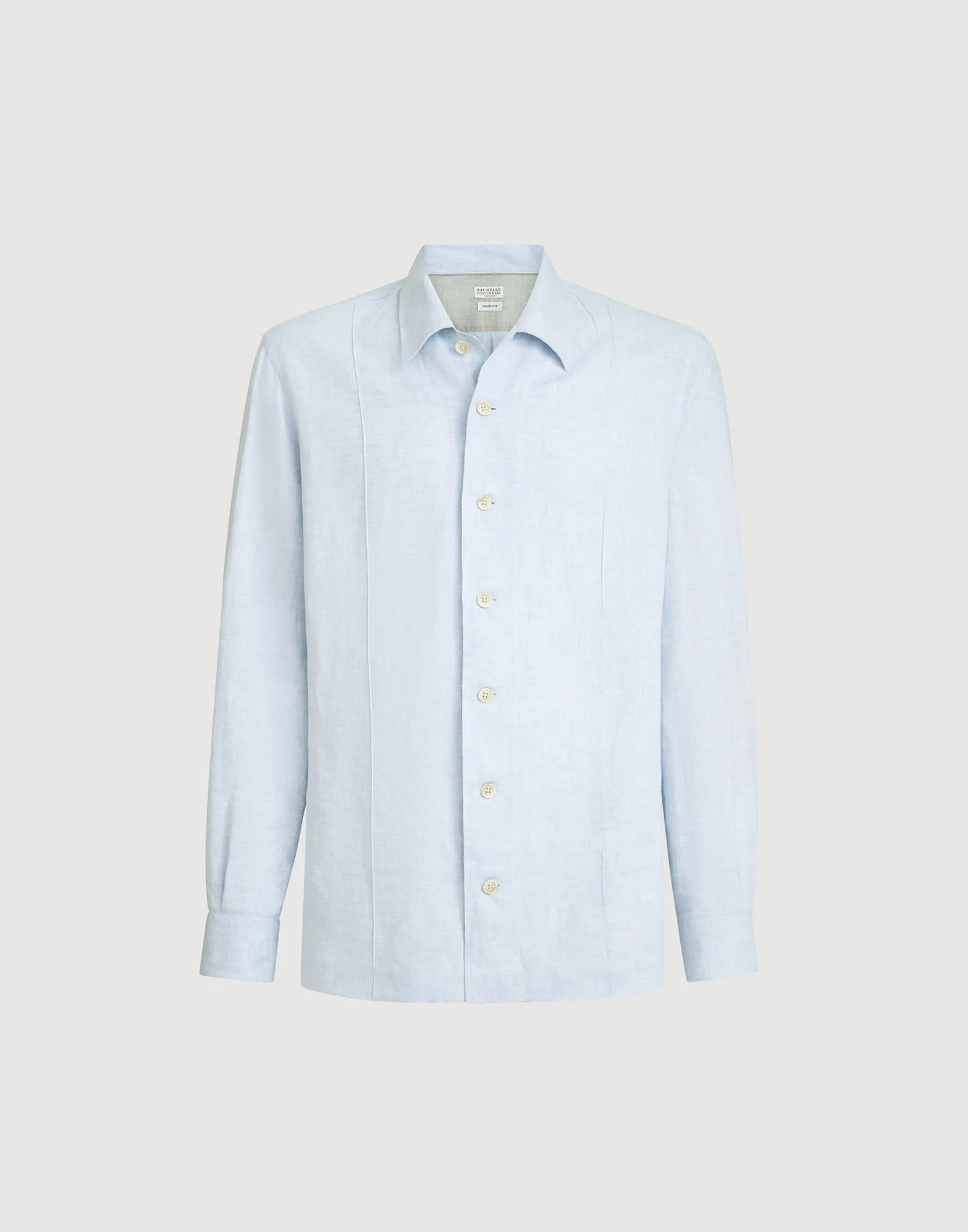 Hemp, linen and cotton diagonal easy fit shirt with Crête details - 1