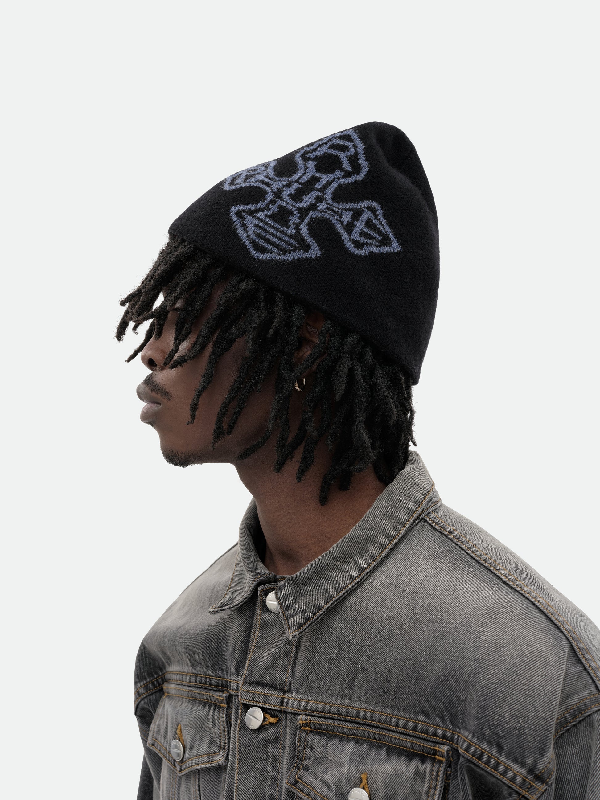 Rhude CROSS LOGO KNITTED BEANIE | REVERSIBLE