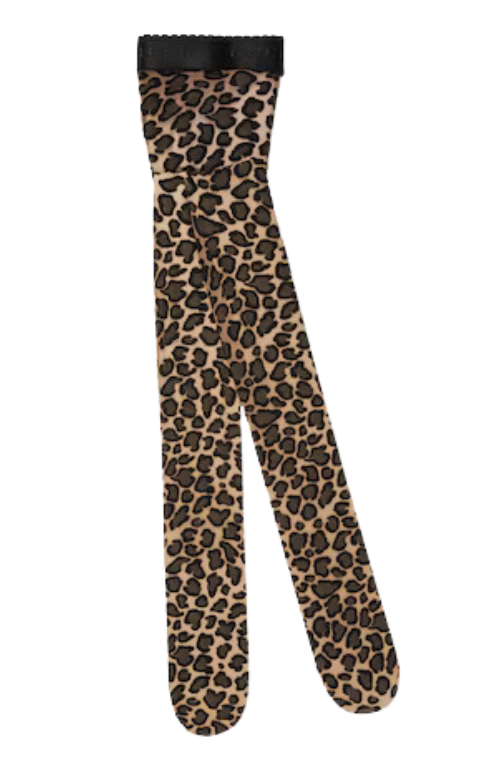 Stretch Knit Leopard Print Tights In Beige - 3