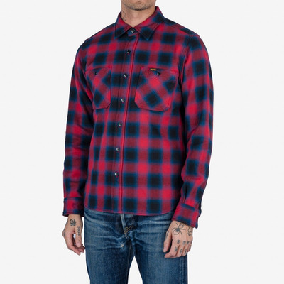 Iron Heart IHSH-379-RED Ultra Heavy Flannel Ombré Check Work Shirt - Red outlook