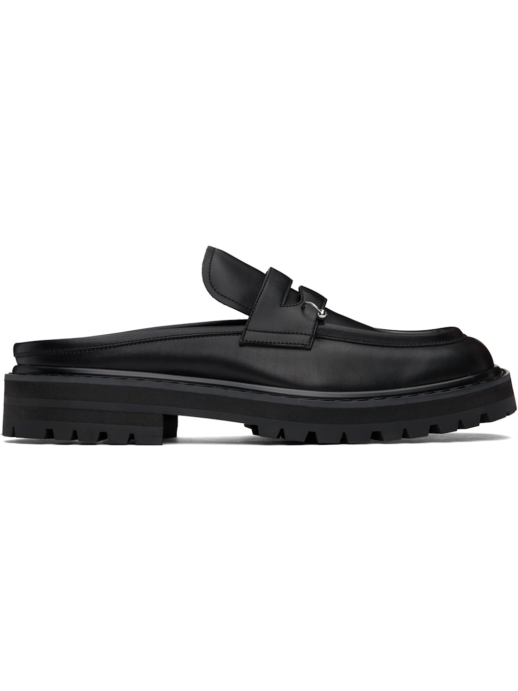 Black Leather Piercing 2.0 Chunky Slip-on Loafers - 1