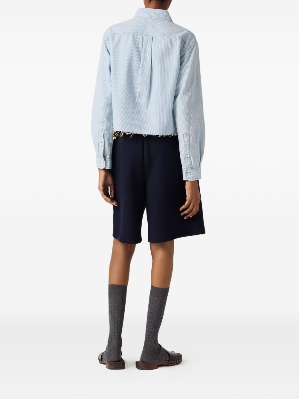 striped frayed-edge shirt - 3