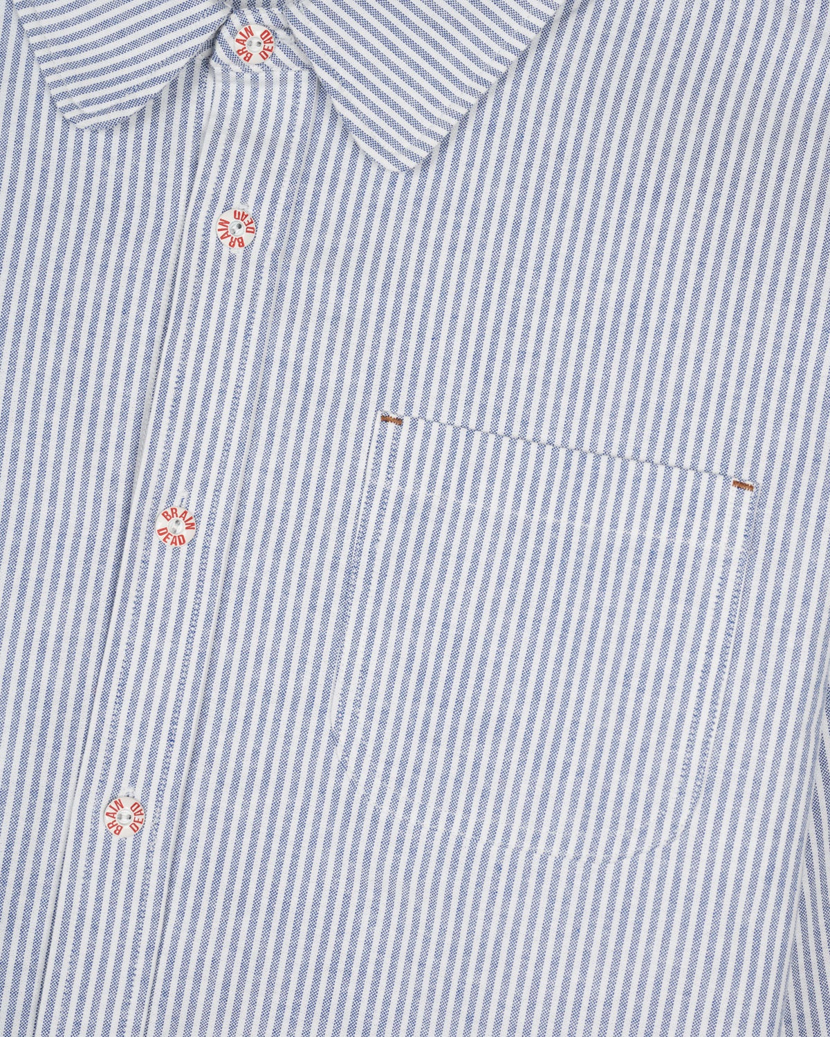 Striped Embroidered Mouse Button Up Shirt - Blue - 4