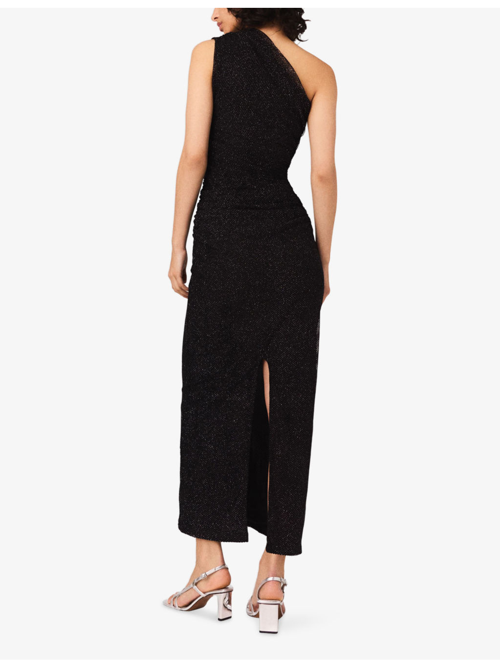 Rhinestone-Embellished Asymmetric Stretch-Knit Maxi Dress - 4