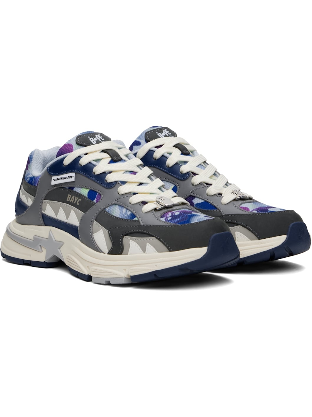 Blue & Gray BAYC Edition Shark Sta Sneakers - 4
