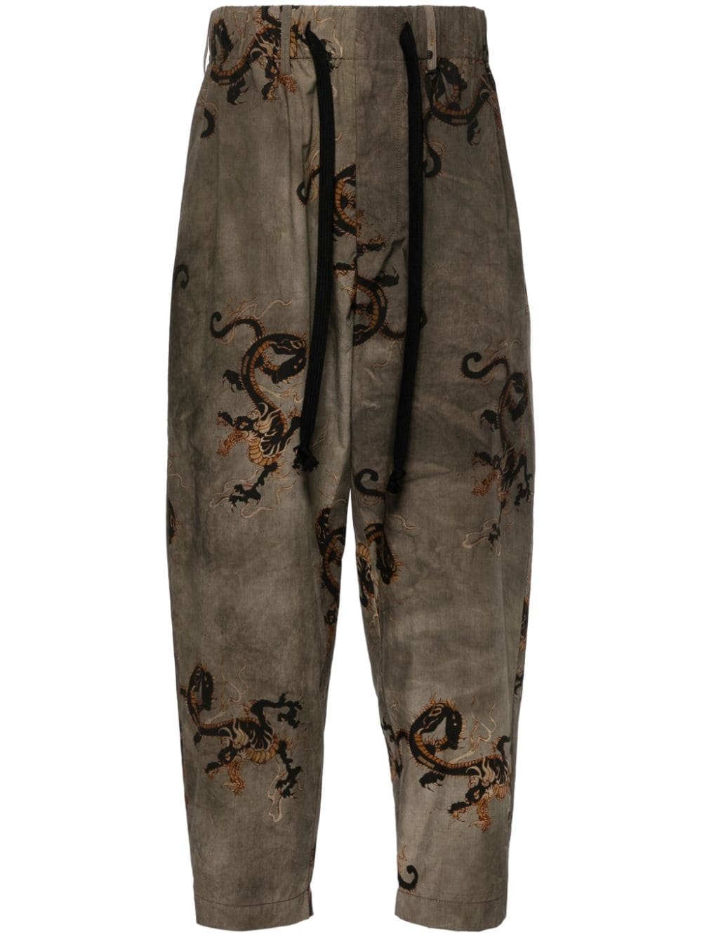 Pigiama dragon-print tapered cotton trousers - 1