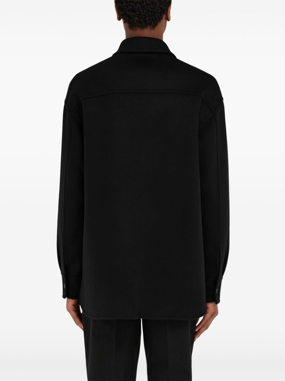 logo-plaque buttoned shirt jacket - 4
