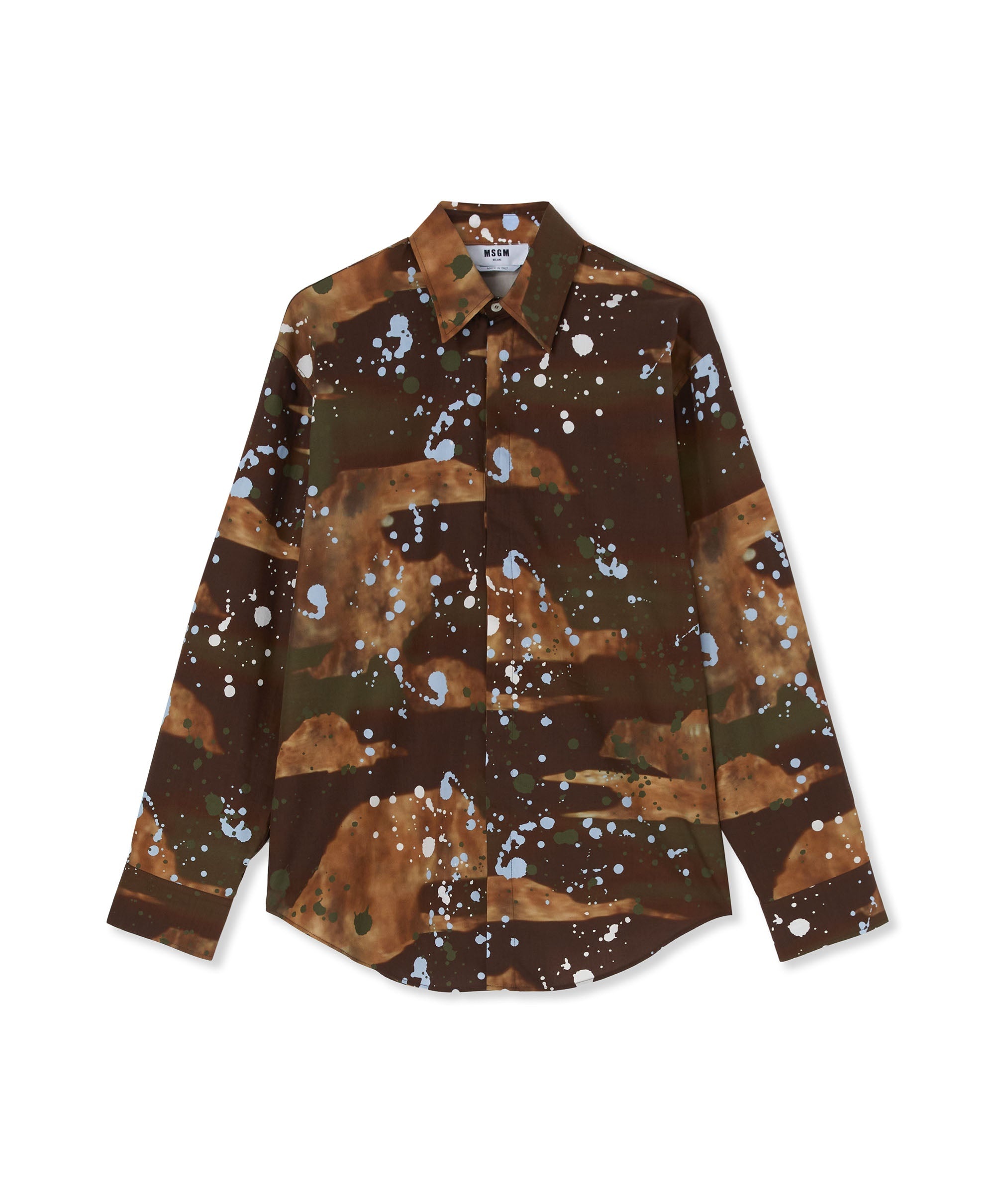 Poplin shirt with "dripping camo" print - 1
