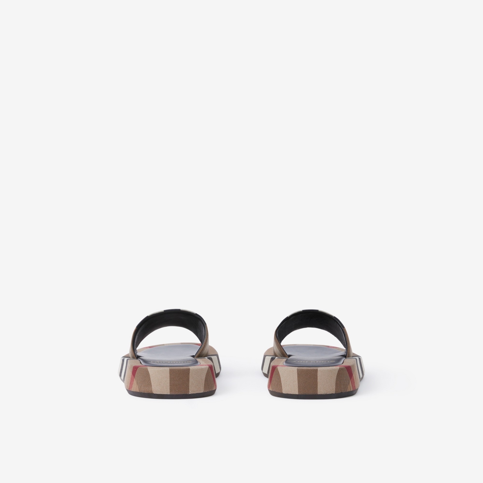 Exaggerated Check Cotton Platform Slides - 3