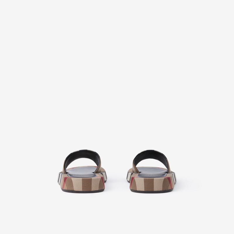 Exaggerated Check Cotton Platform Slides 3