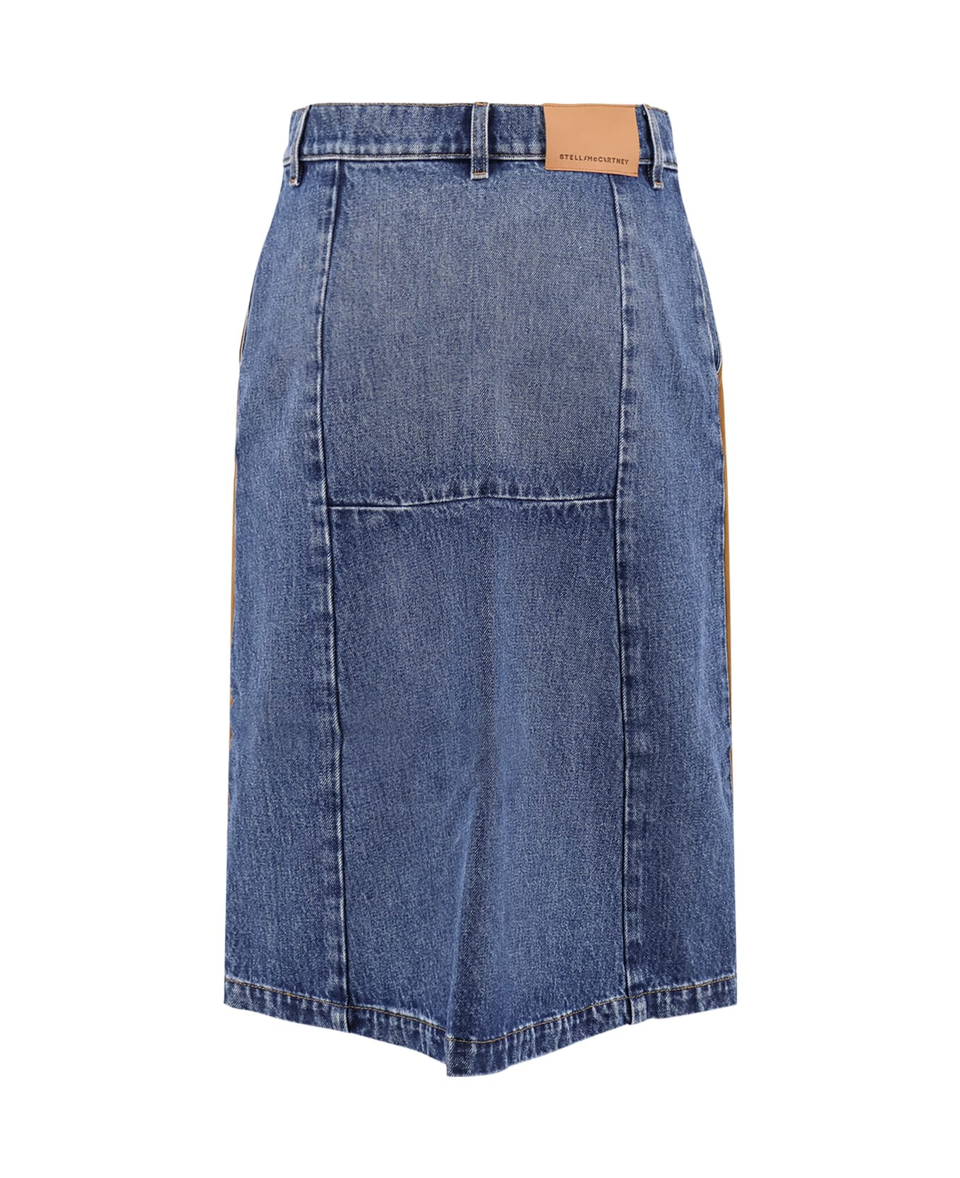 Denim Skirt With Suede Inserts - 2