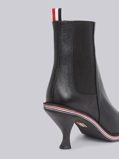 Thom Browne Black Pebble Grain Leather 75mm Curved Heel Stripe Micro Sole Classic Chelsea Boot outlook