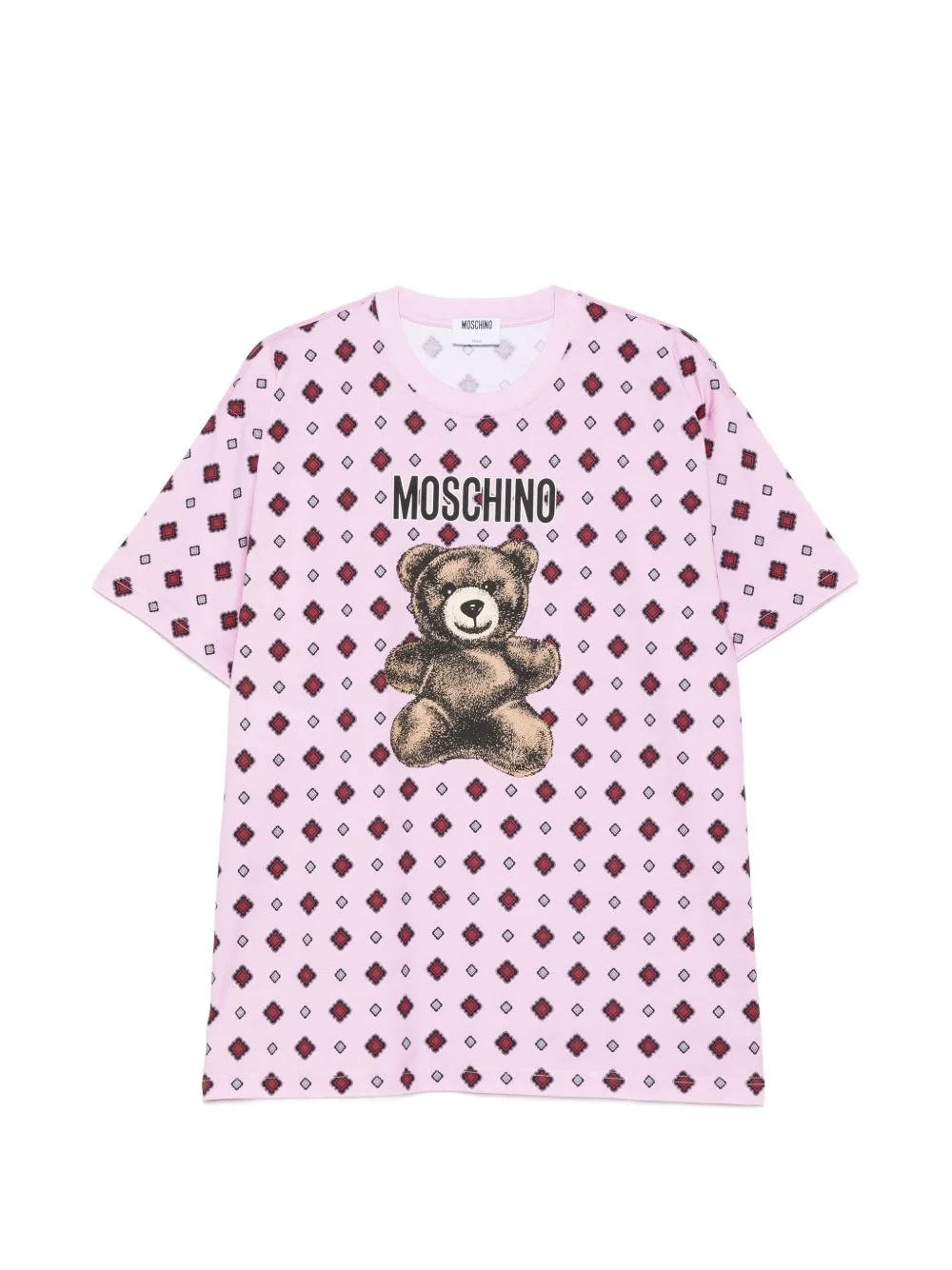 teddy-motif geometric-print T-shirt - 1