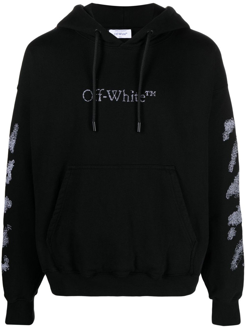 Diag Stripe-embroidered cotton hoodie 1