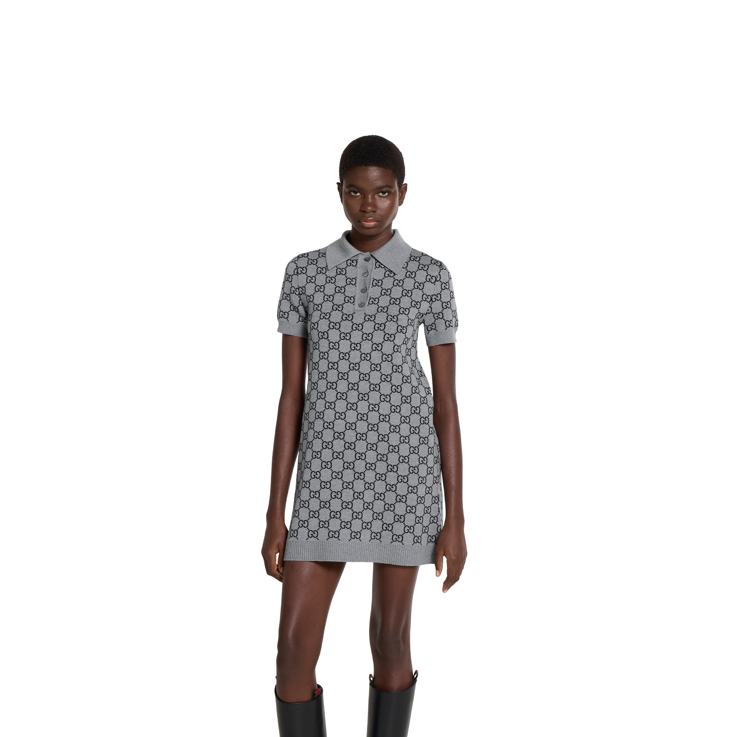 GG wool jacquard polo dress - 3