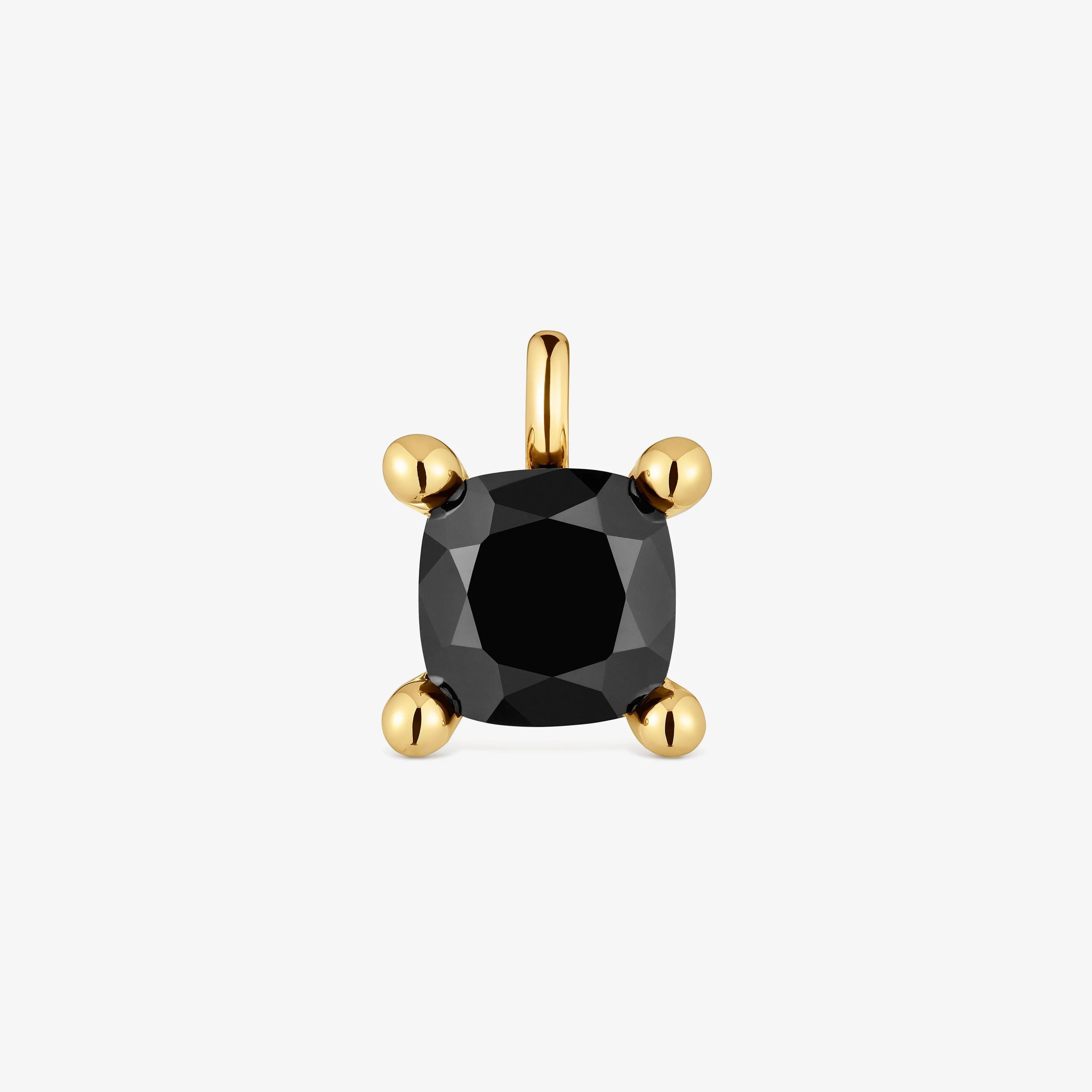 Small 18K gold vermeil bear Pendant with onyx Color Black - 1
