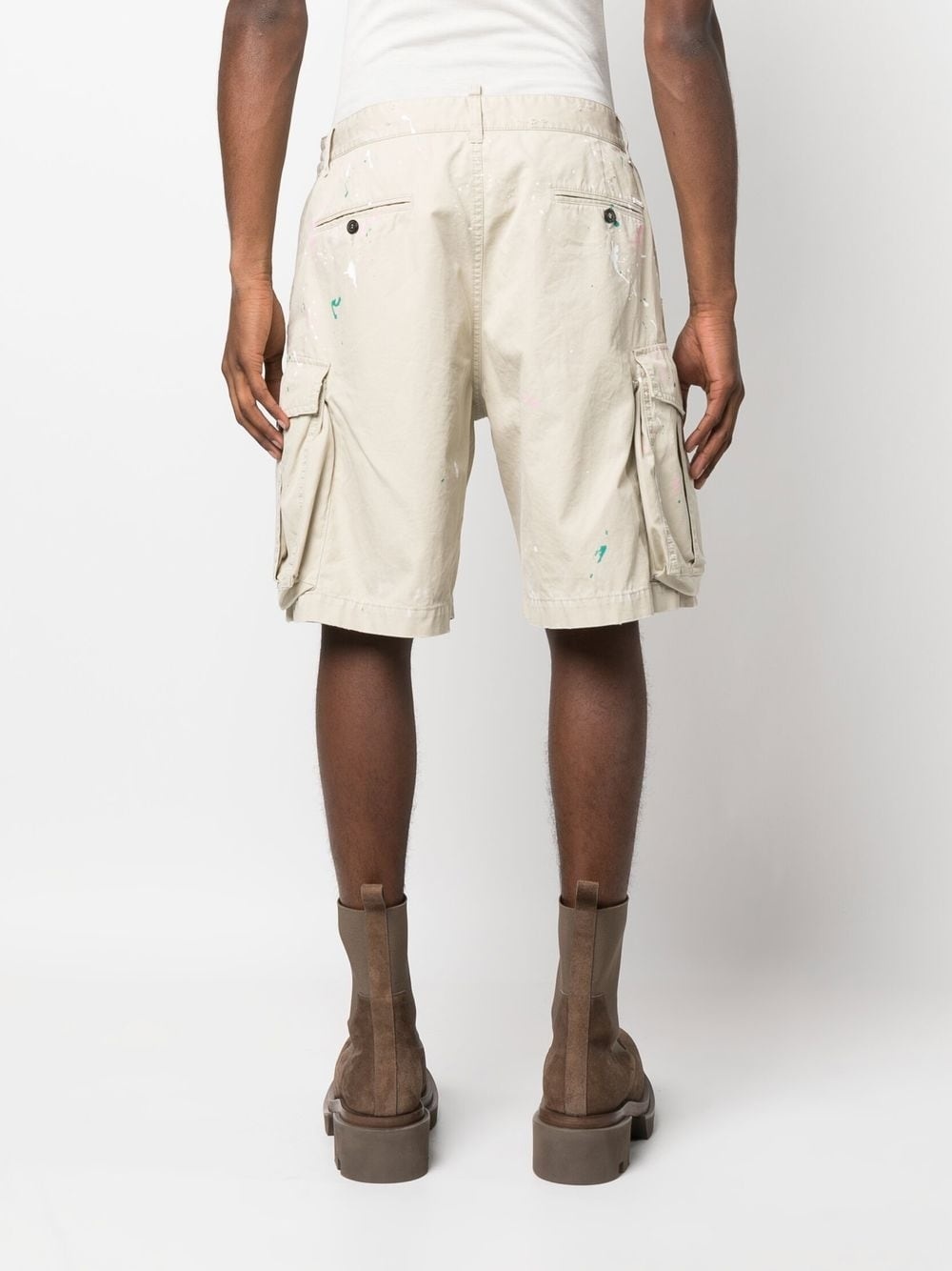 paint splatter cargo shorts - 4