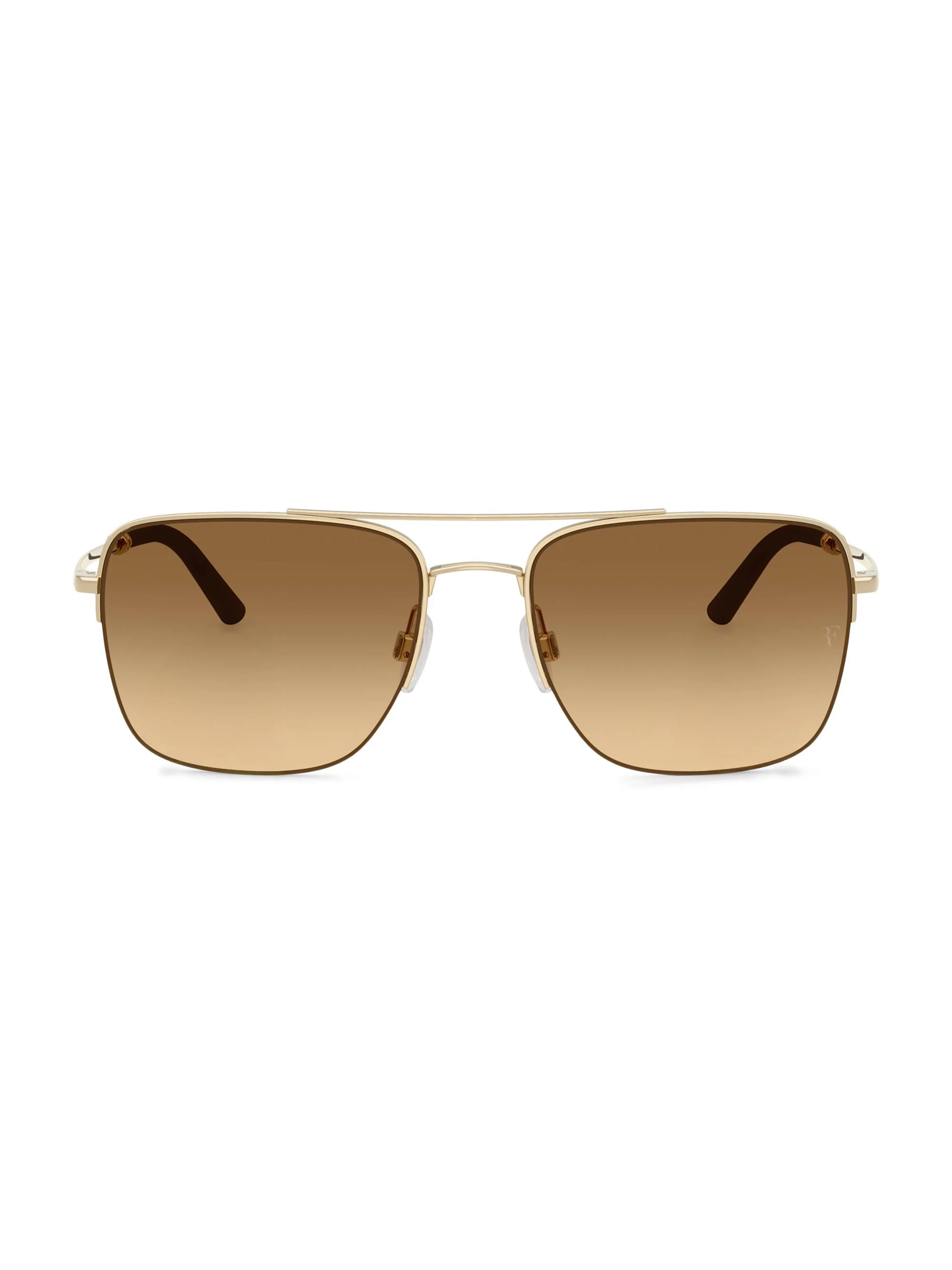 Men's X Roger Federer 56MM Aviator Sunglasses - Gold Brown - 1
