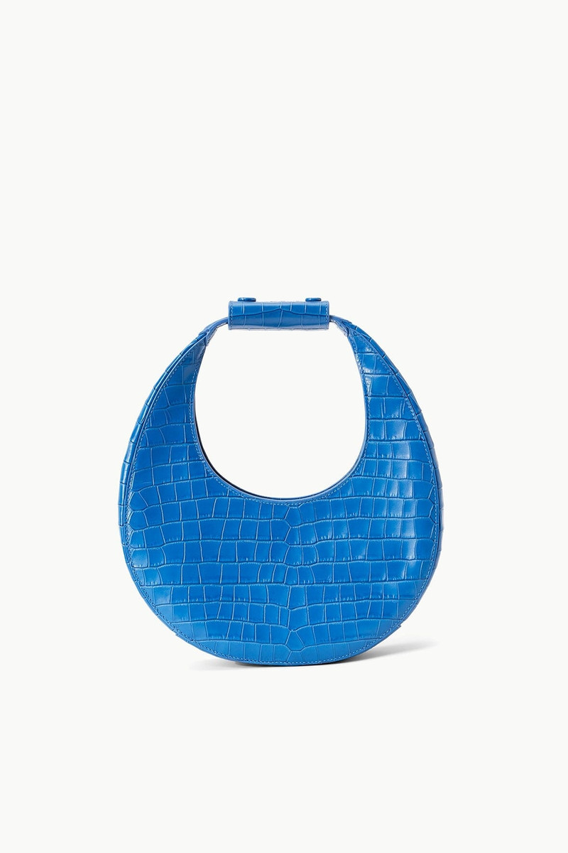STAUD MINI MOON BAG ISLAND BLUE CROC EMBOSSED 1