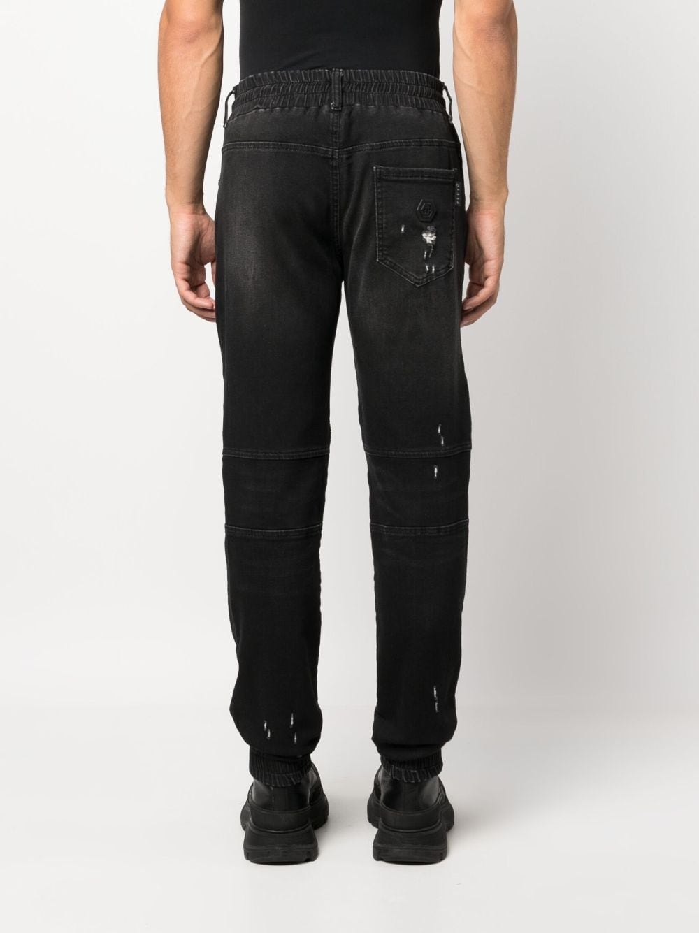 drawstring-waist tapered jeans - 4