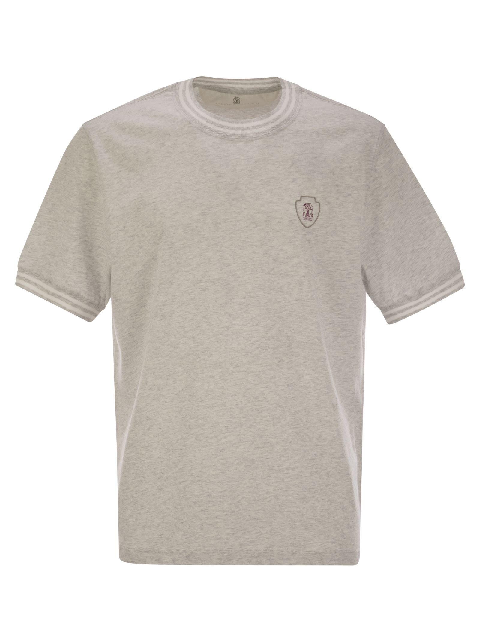 Brunello Cucinelli Men Cotton T-Shirt With Printed Logo - 1
