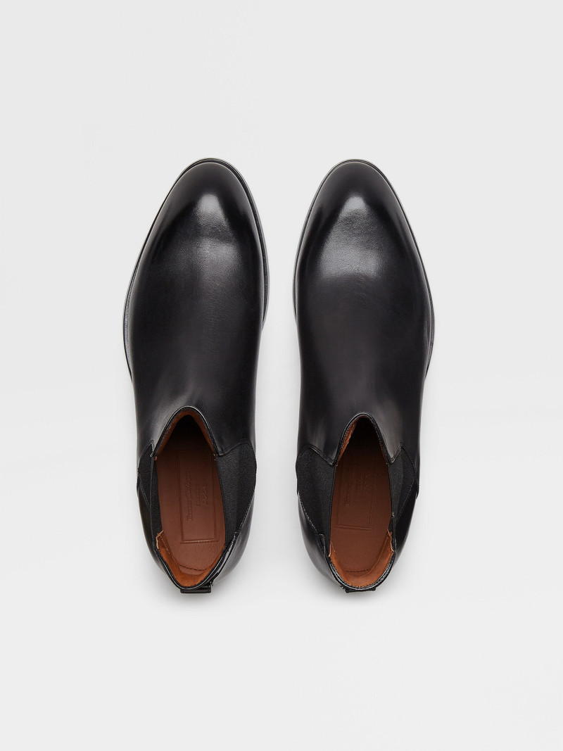 BLACK HAND-BUFFED LEATHER VIENNA BLAKE CHELSEA BOOTS 5