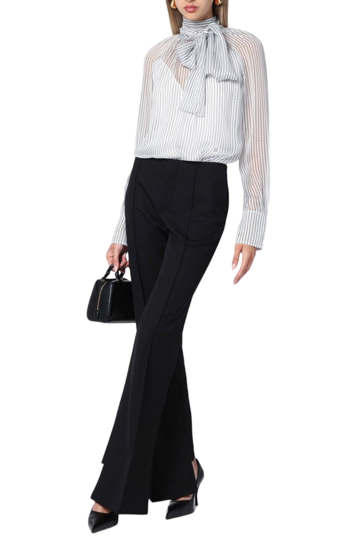 POLKA DOTS BLOUSE IN SILK CHIFFON WITH LAVALLIÈRE - 2