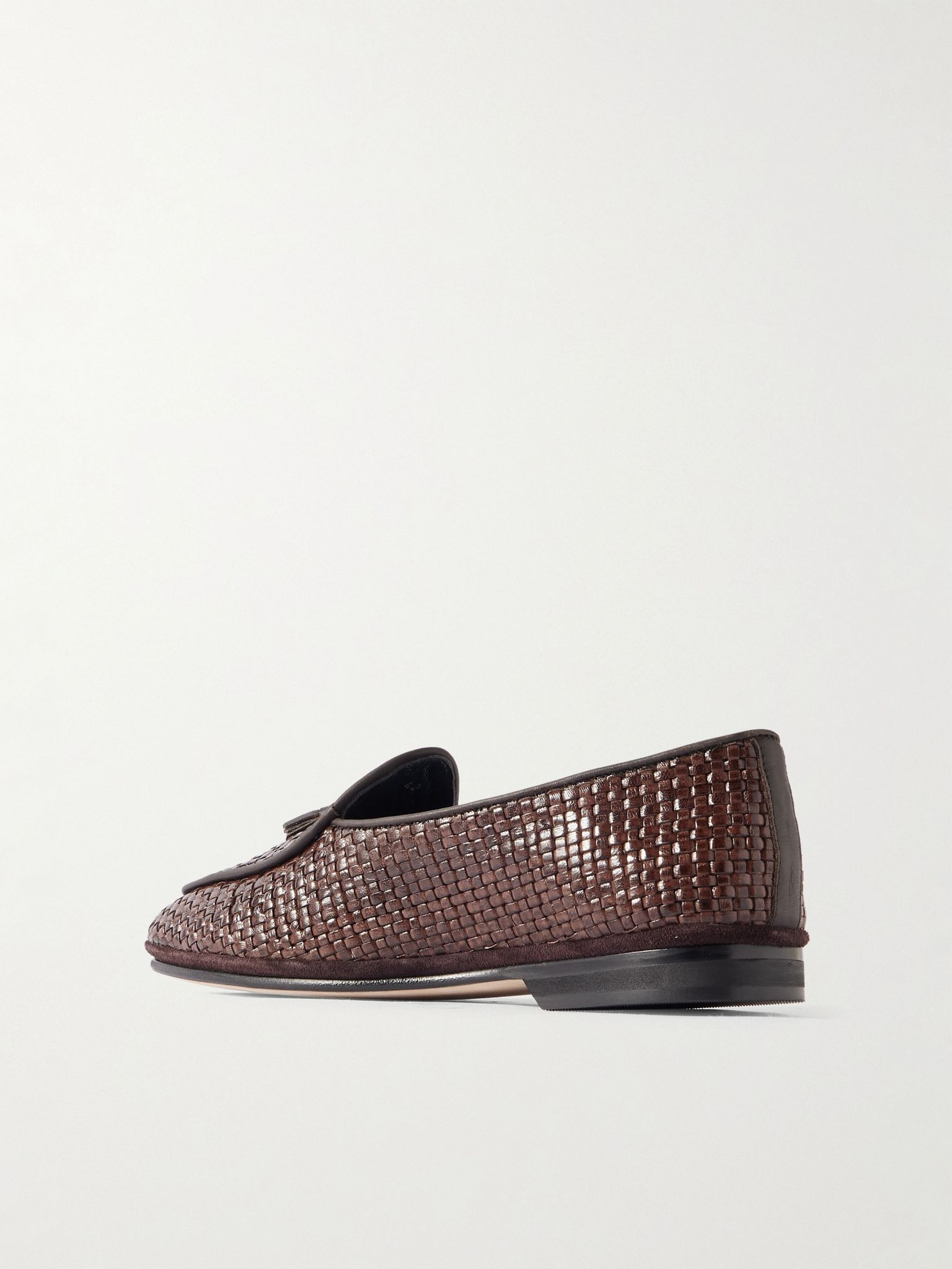 Marphy Woven Leather Tasselled Loafers Brown - 4