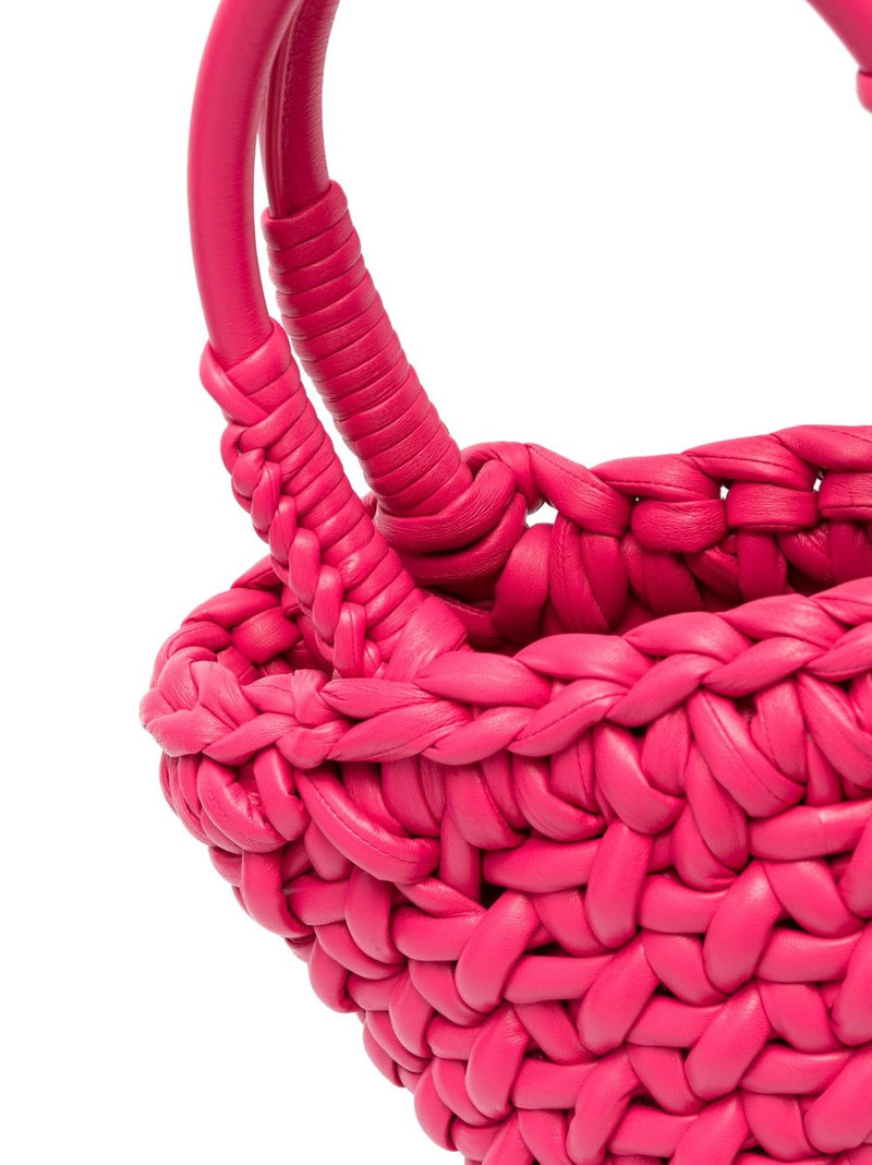 interwoven-design small leather tote bag 4
