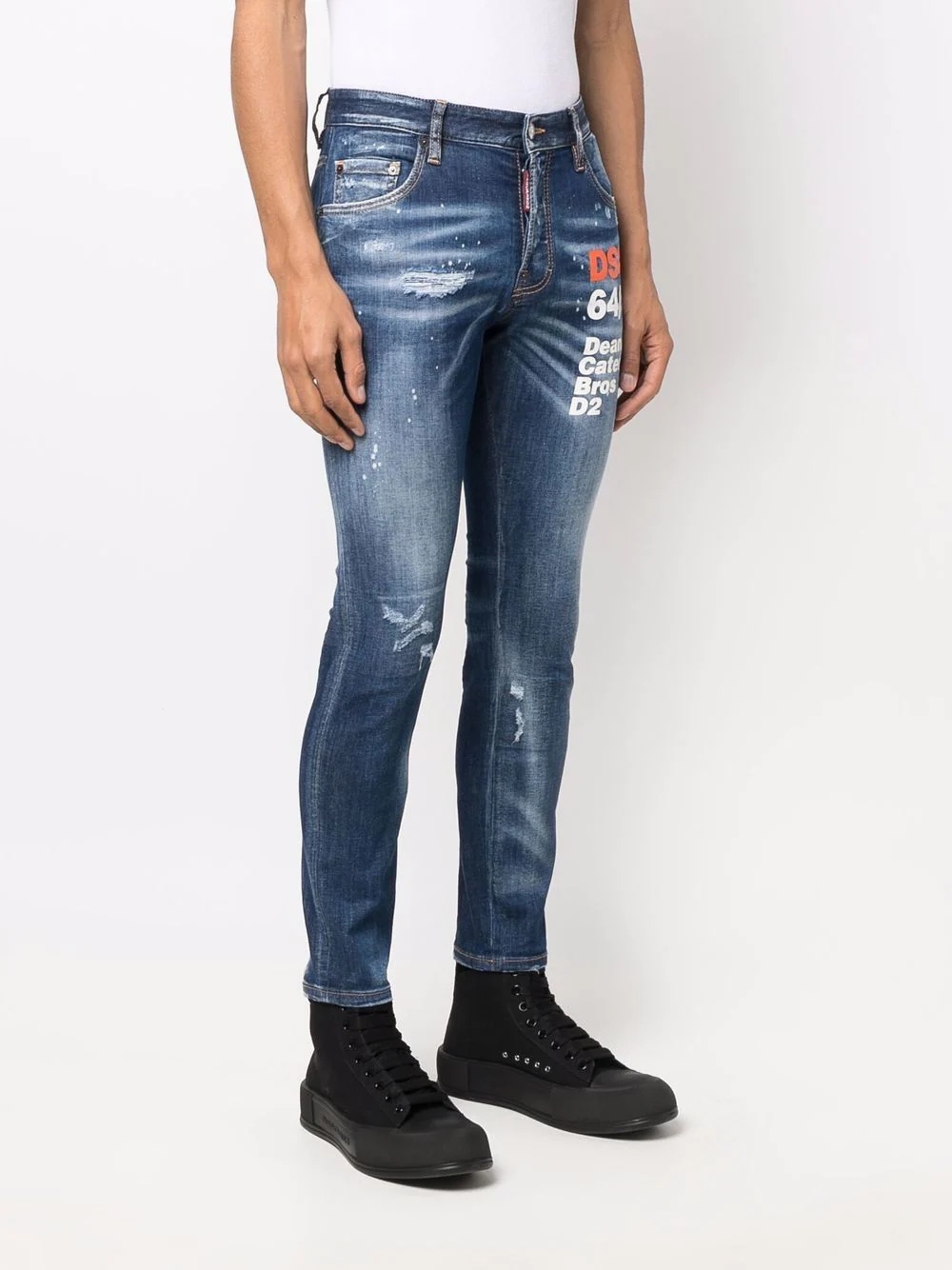 logo-print skinny jeans - 3