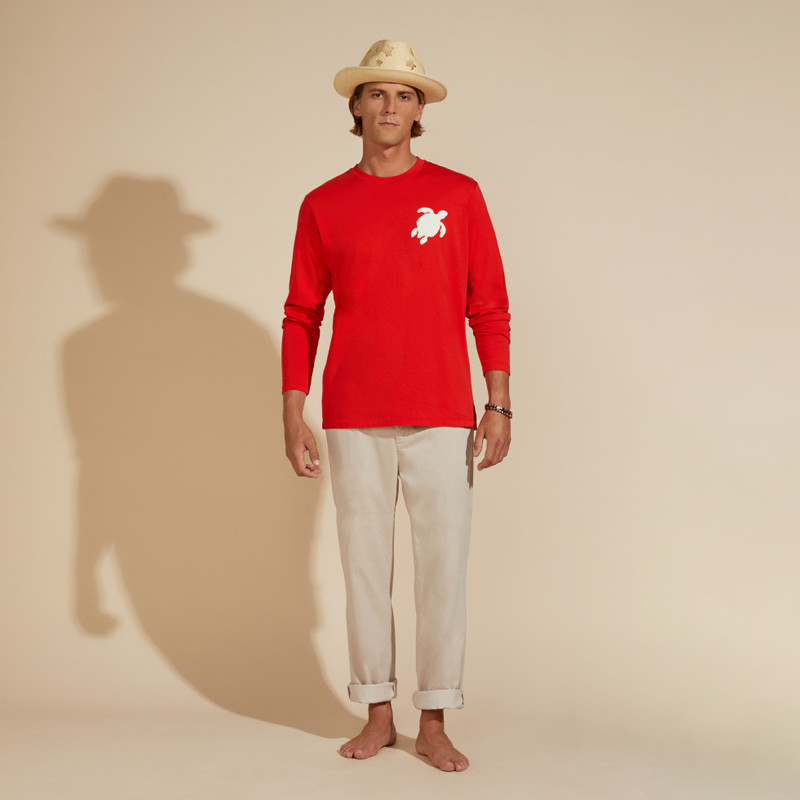 Men Long Sleeves Cotton T-Shirt Turtle Patch 5