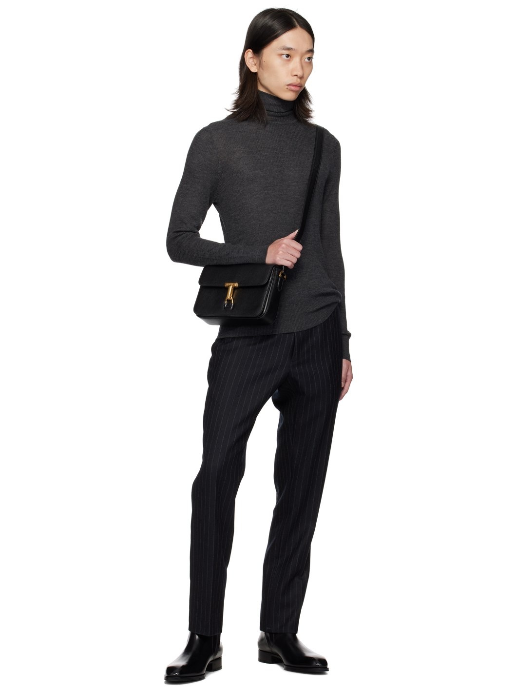 Gray Wool & Silk Turtleneck - 5