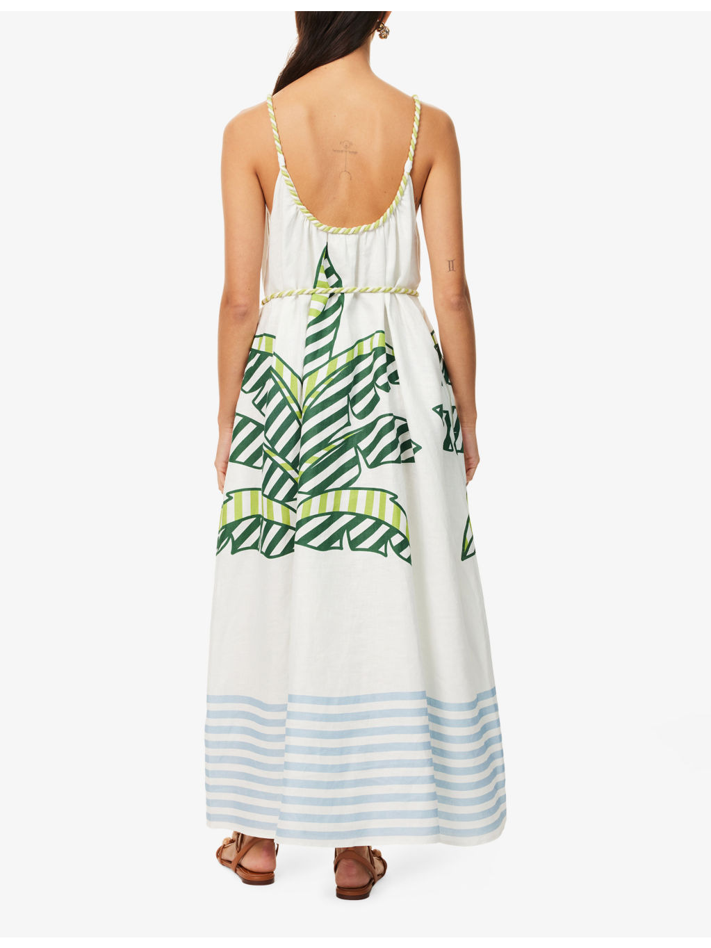 Banana Tree Shoulder-Straps Linen Maxi Dress - 4