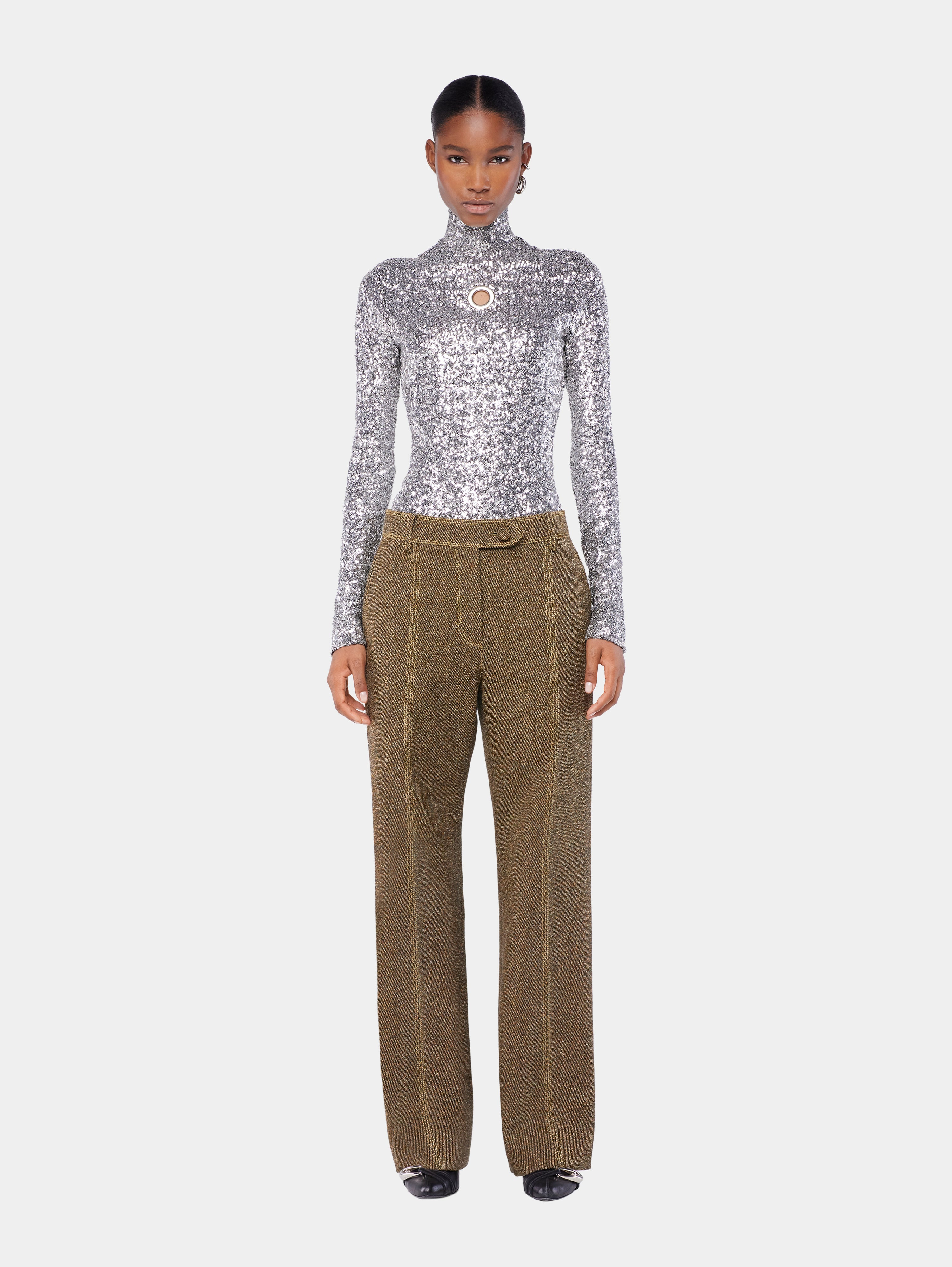 SEQUIN TURTLE-NECK TOP - 2