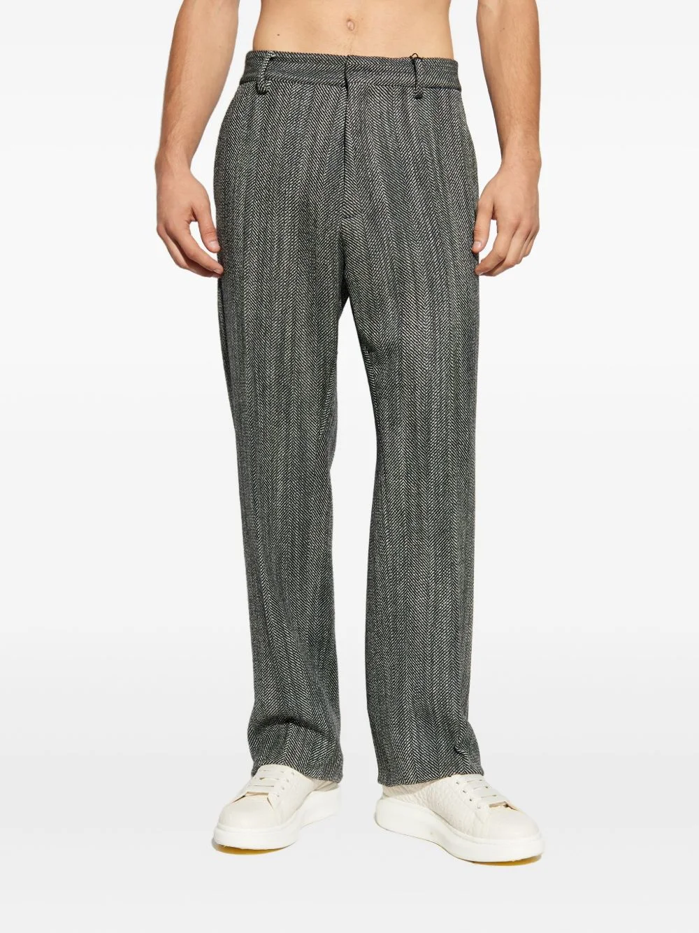 herringbone wool trousers - 1