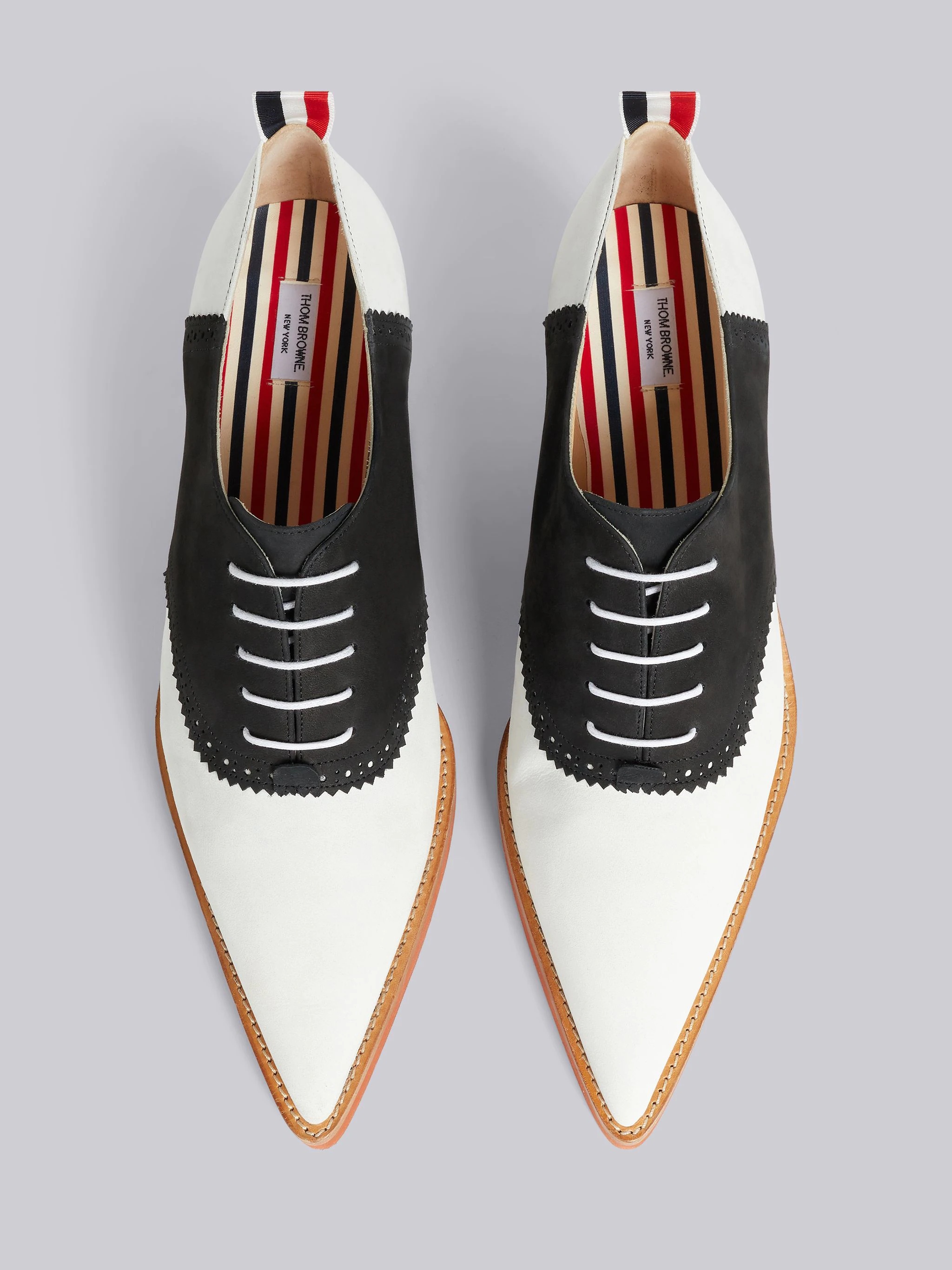 Black and White Suede 50mm Curved Heel Micro Sole Saddle Shoe - 4